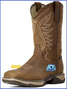 Women's Waterproof Western Boots Square Toe Block Heel Lace-Up
